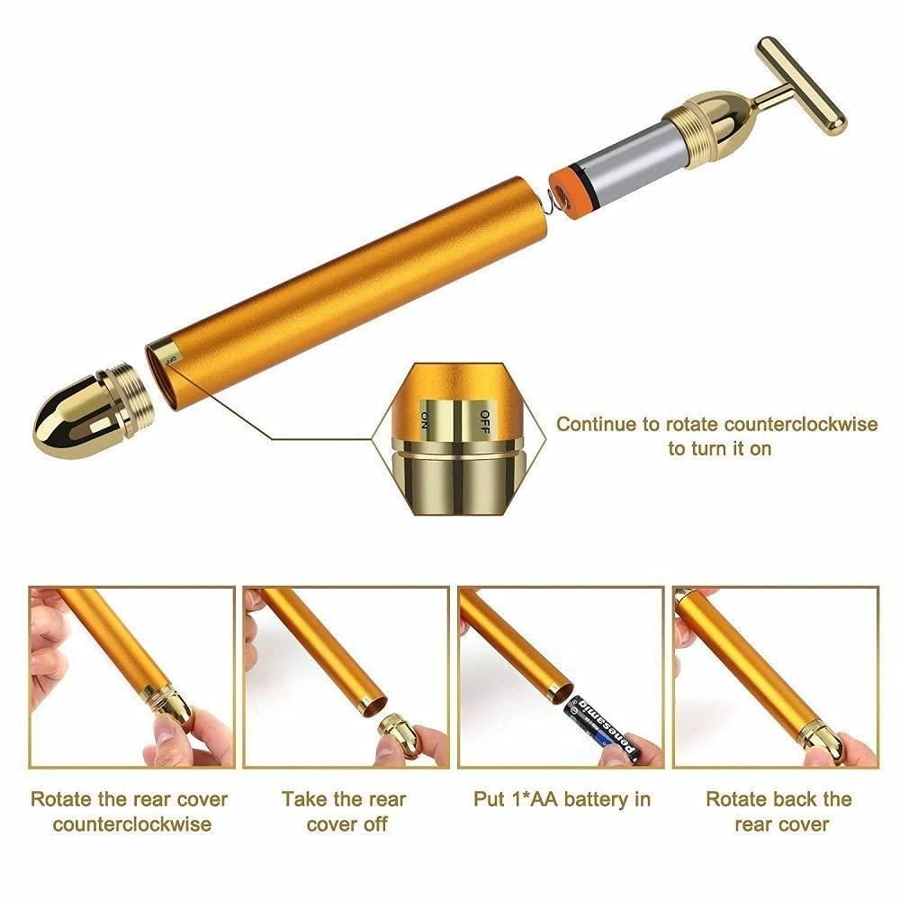 BeautyGo™ Energy Beauty Bar Electric Facial Massage Roller (24K Gold)